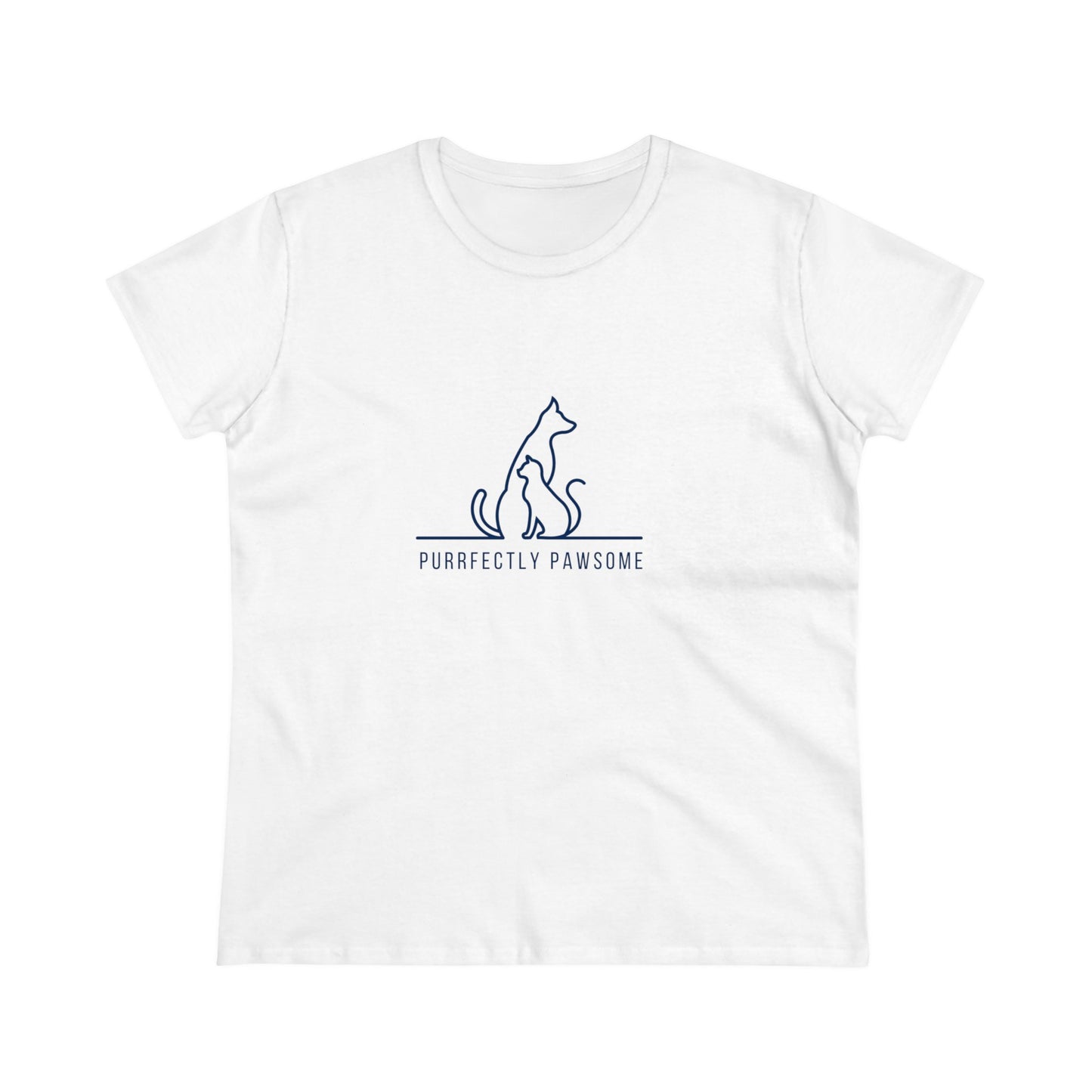 Purrfectly Pawsome Dog an Cat Silhouette. Women's Midweight Cotton Tee