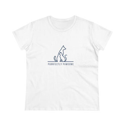 Purrfectly Pawsome Dog an Cat Silhouette. Women's Midweight Cotton Tee