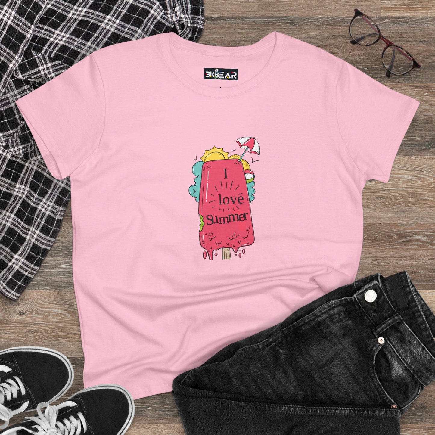I Love Summer. Women's Midweight Cotton Tee