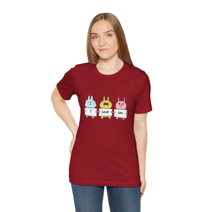 I Love Cats. Women's Unisex Jersey Short Sleeve Tee