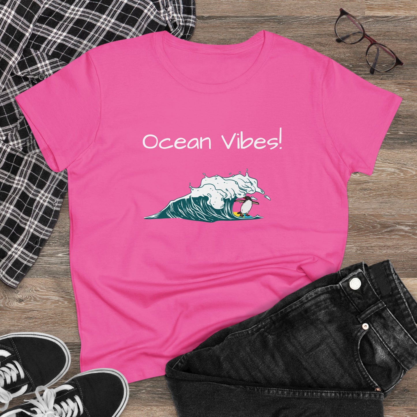 Ocean Vibes! Women's Midweight Cotton Tee