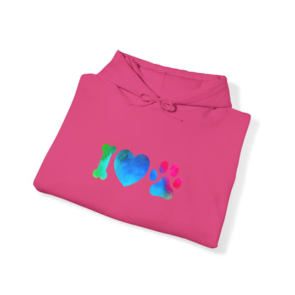 I Heart Paws. Unisex Hooded Sweatshirt.