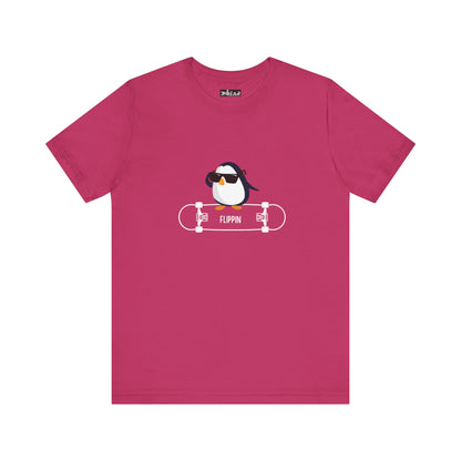 Adélie The Flippin Penguin. Unisex Jersey Short Sleeve Tee
