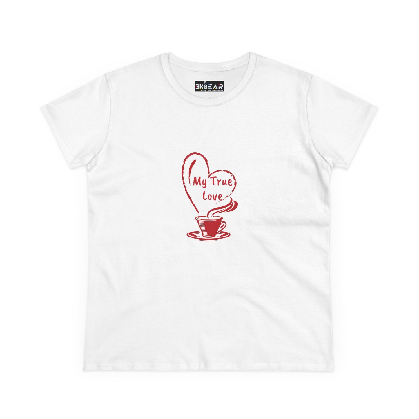 I Heart Coffee. Red. Women's Midweight Cotton Tee