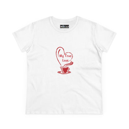 I Heart Coffee. Red. Women's Midweight Cotton Tee