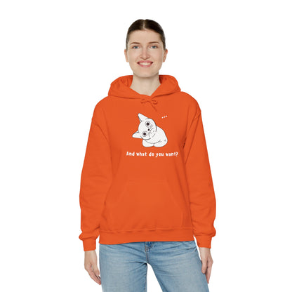 Vexing Cat Wondering What You Want.  Unisex Hooded Sweatshirt.