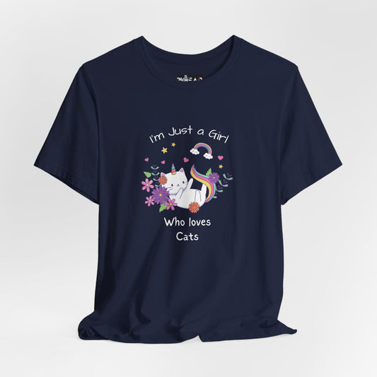 I'm Just a Girl Who Loves Cats. Unisex Jersey Short Sleeve Tee