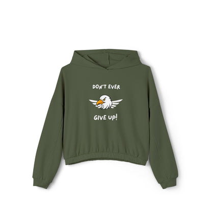 Don't Ever Give Up Eagle! Women's Cinched Bottom Hoodie