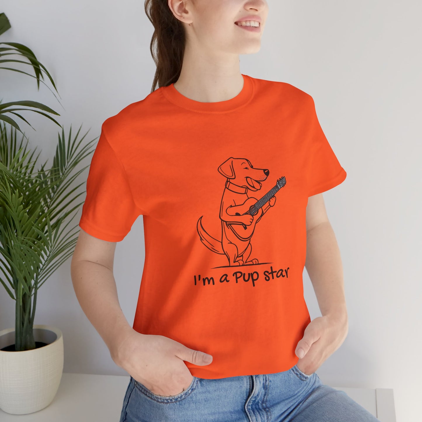 Dog With a Guitar. I'm a Pup Star. Unisex Jersey Short Sleeve Tee