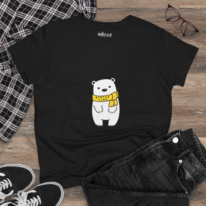 Winter Time BK Bear. .  Women's Midweight Cotton Tee