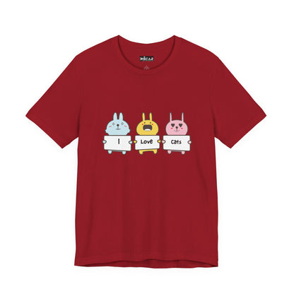 I Love Cats. Women's Unisex Jersey Short Sleeve Tee