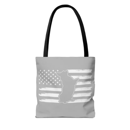 Charlie The American Flag Dog. Gray Tote Bag