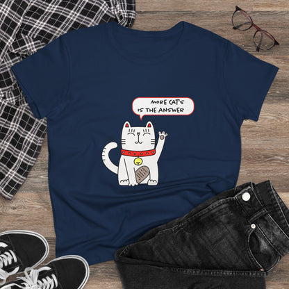 Oliver Says More Cats Is The Answer. Women's Midweight Cotton Tee