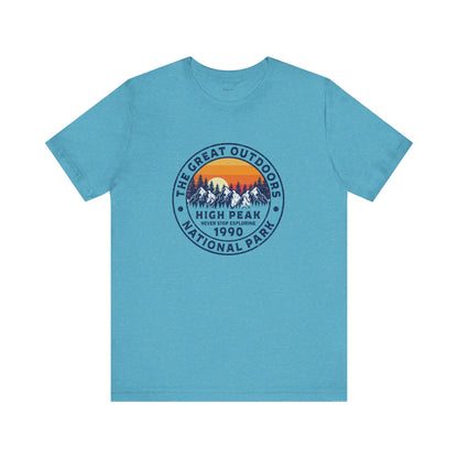 Never Stop Exploring. High Peak National Park. Unisex Jersey Short Sleeve Tee