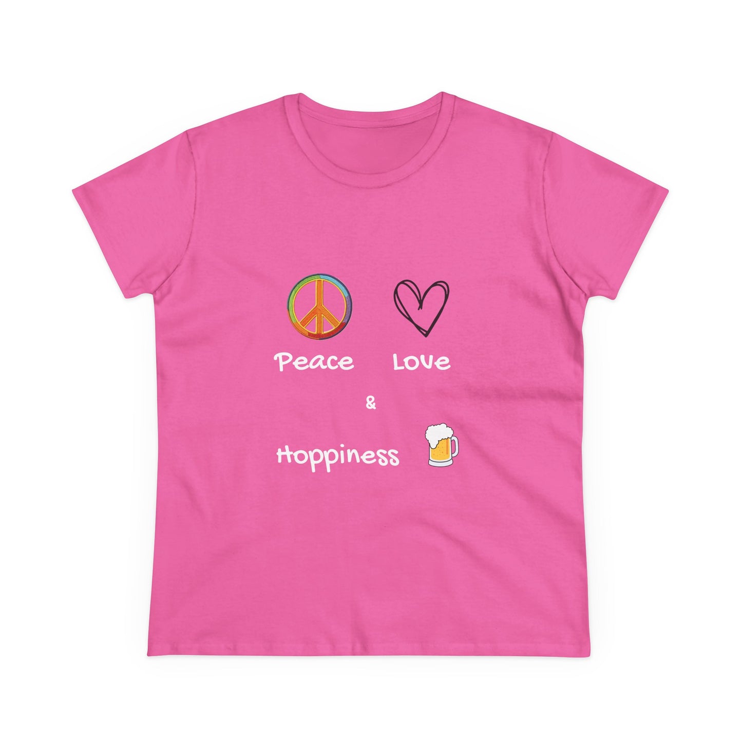 Peace, Love and Hoppiness. Women's Midweight Cotton Tee