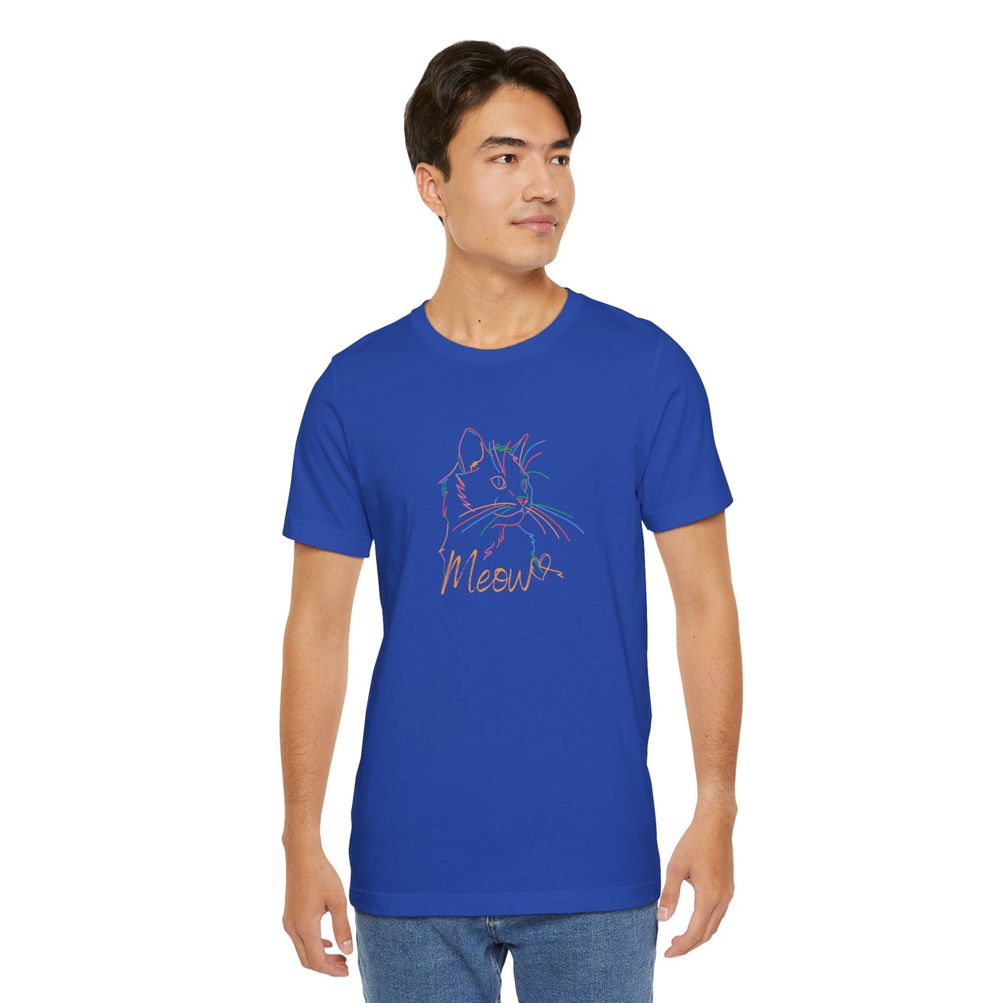 Meow. Cat with purrty color outlines. Unisex Jersey Short Sleeve Tee