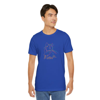Meow. Cat with purrty color outlines. Unisex Jersey Short Sleeve Tee