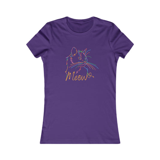 Meow. Cat with purrty color outlines. Women's Favorite Tee