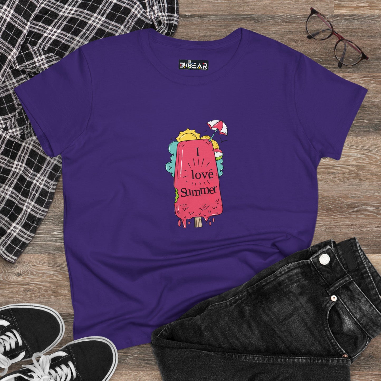 I Love Summer. Women's Midweight Cotton Tee