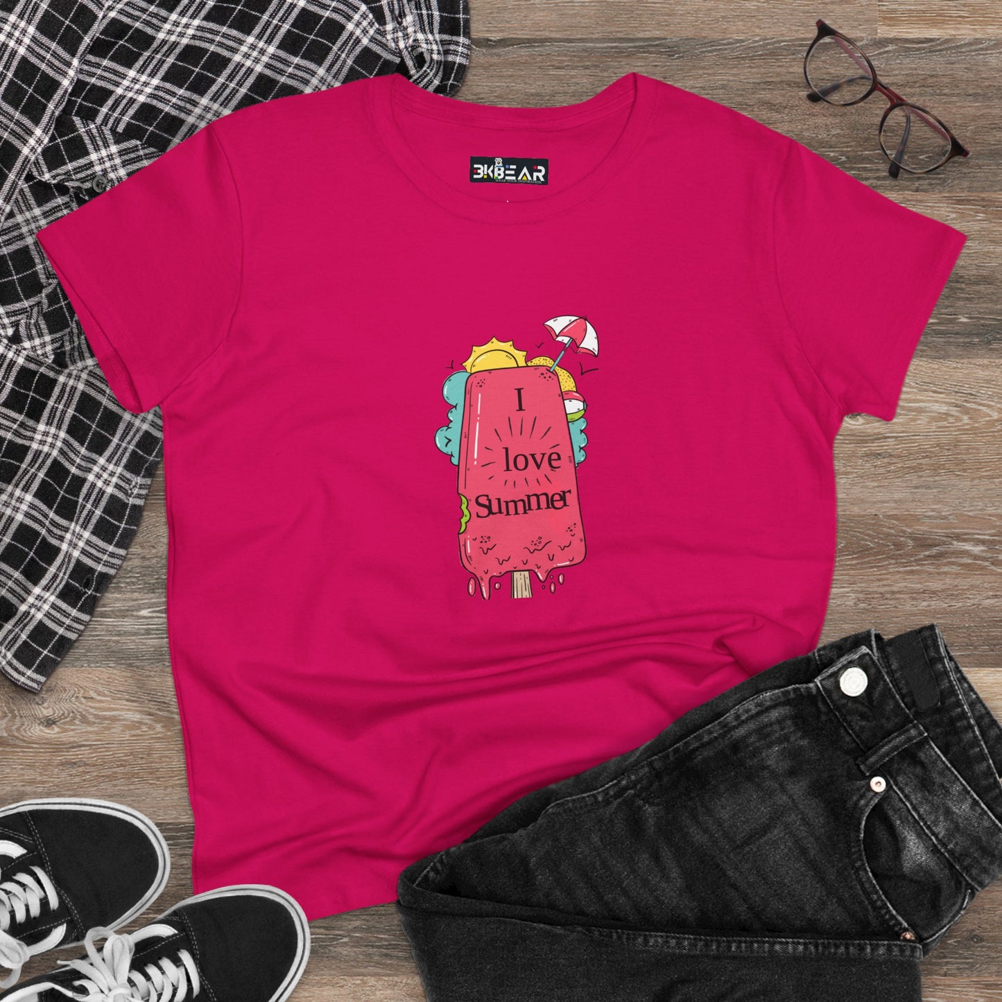 I Love Summer. Women's Midweight Cotton Tee