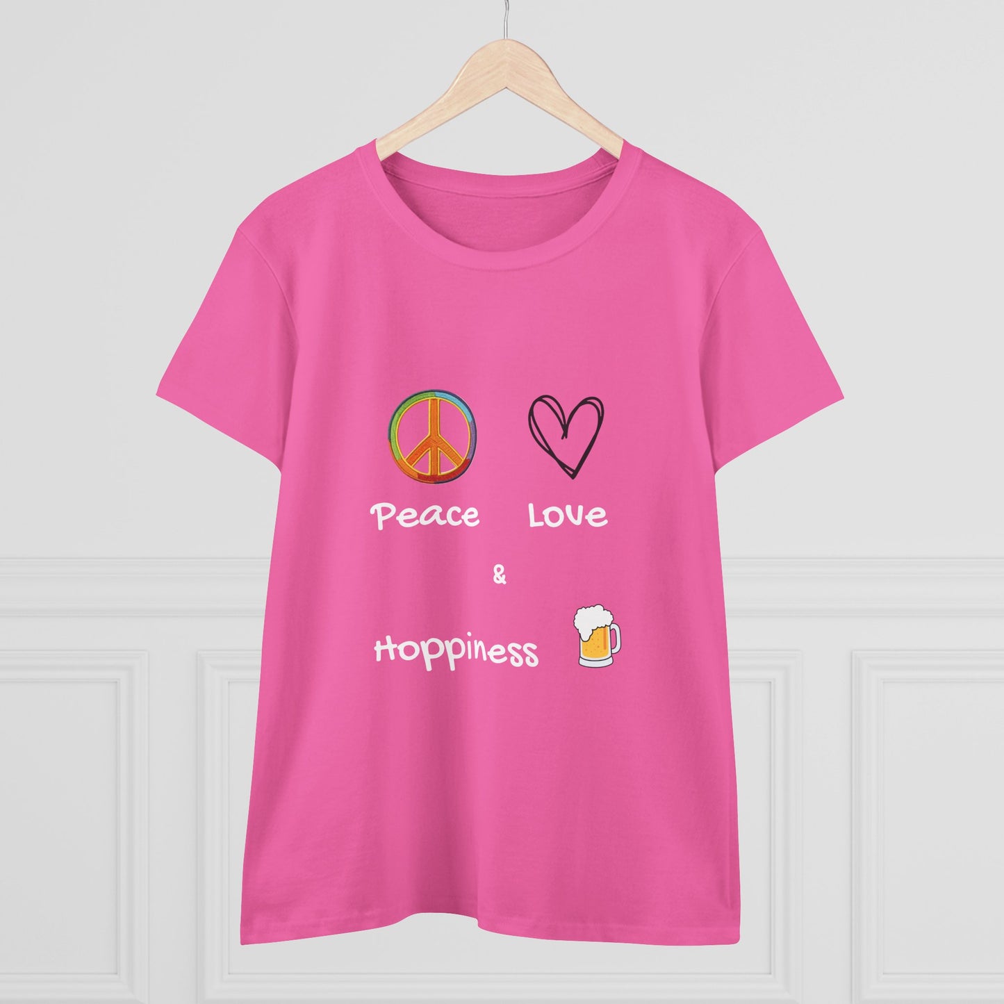 Peace, Love and Hoppiness. Women's Midweight Cotton Tee