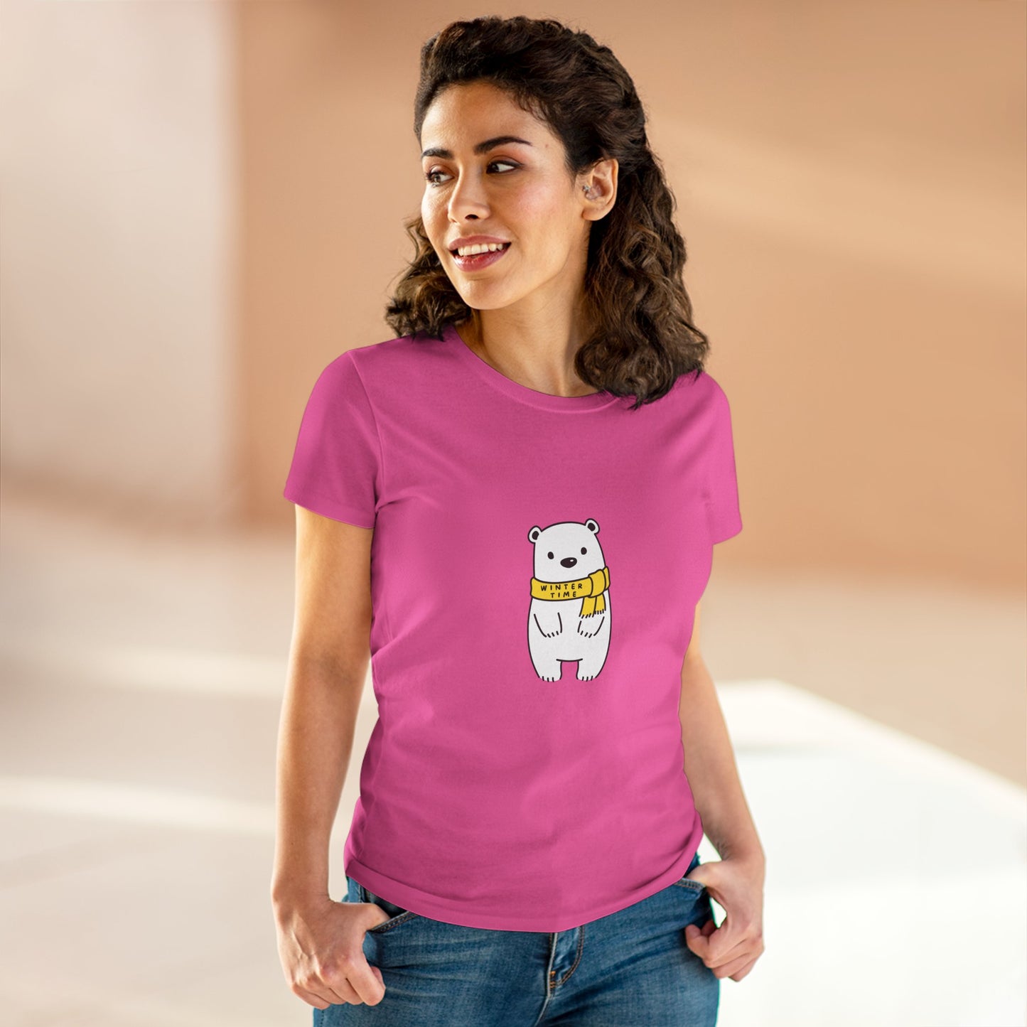 Winter Time BK Bear. .  Women's Midweight Cotton Tee