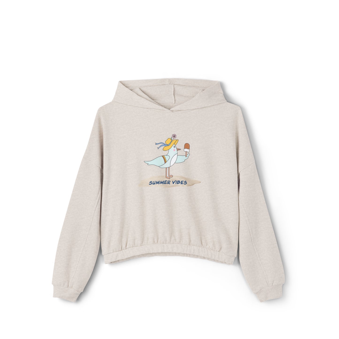 Regal Seagull Summer Vibes. Women's Cinched Bottom Hoodie