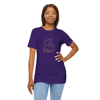 Meow. Cat with purrty color outlines. Unisex Jersey Short Sleeve Tee