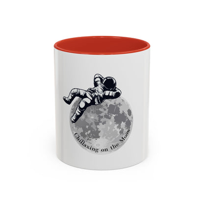 Chillaxing on The Moon. Accent Coffee Mug, 11oz