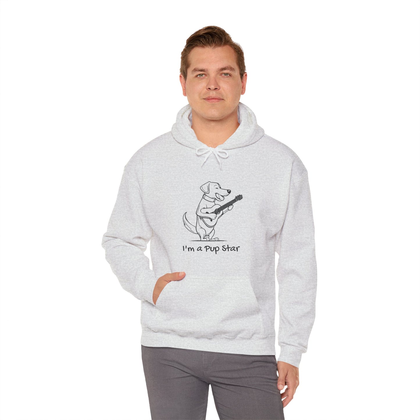 Dog With a Guitar. I'm a Pup Star. Unisex Hooded Sweatshirt.