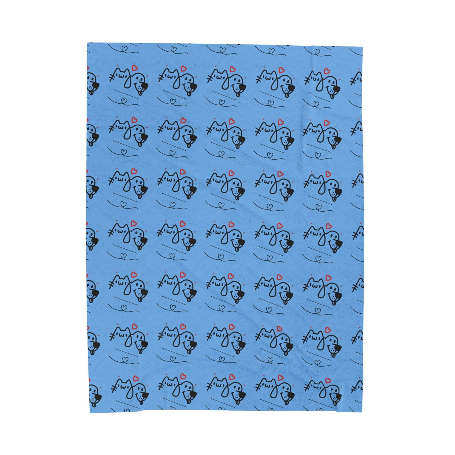 Puppy Love Light Blue Plush Blanket
