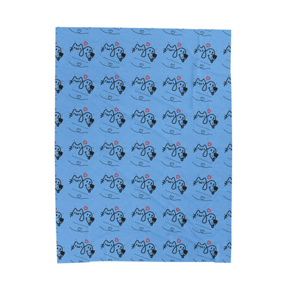 Puppy Love Light Blue Plush Blanket
