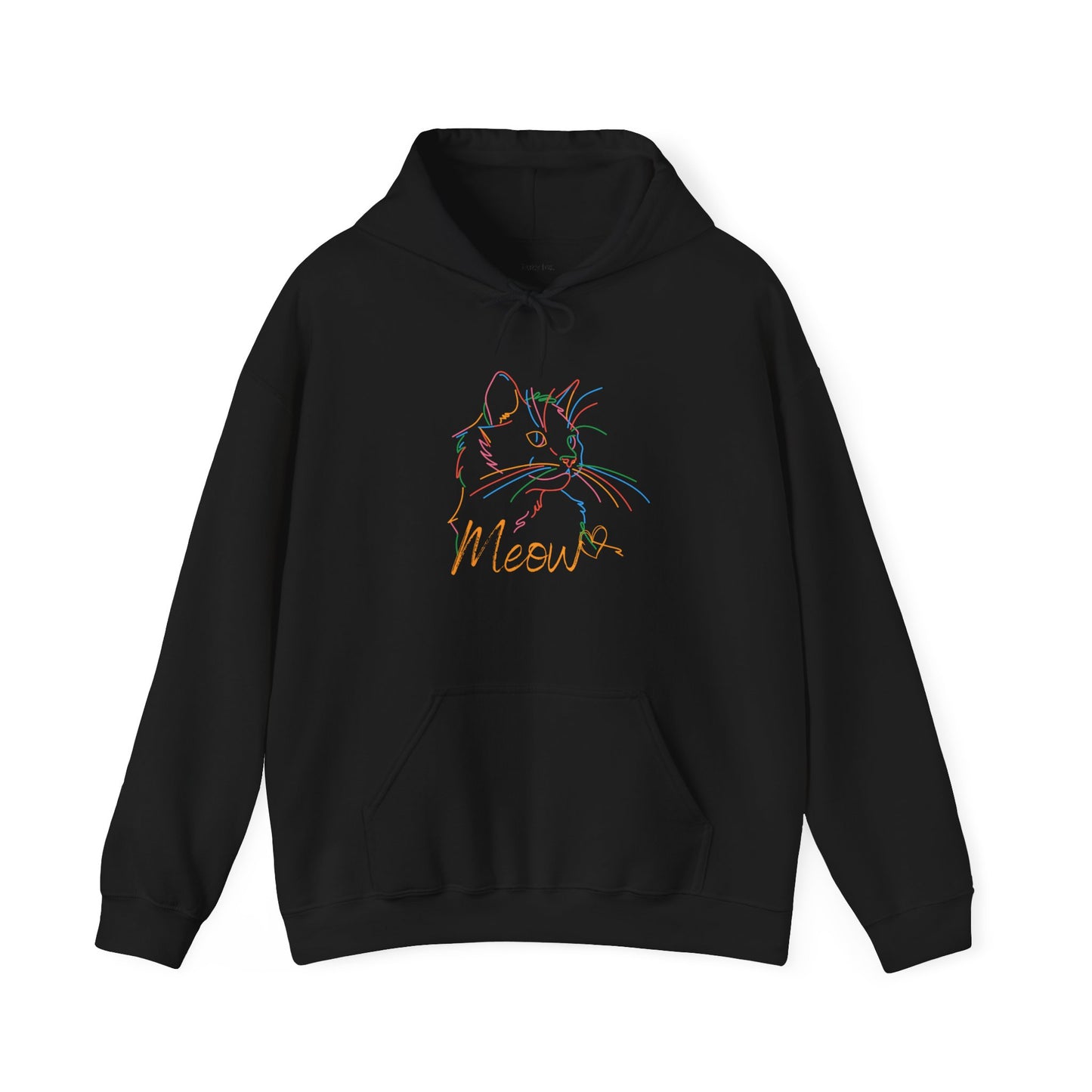 Meow. Cat with purrty color outlines. Unisex Hooded Sweatshirt.