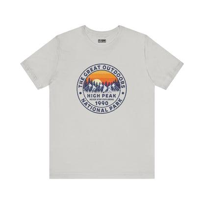 Never Stop Exploring. High Peak National Park. Unisex Jersey Short Sleeve Tee