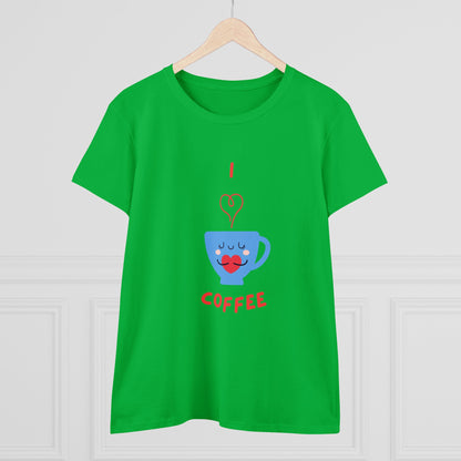 I Love Coffee Heart Cup. Women's Midweight Cotton Tee