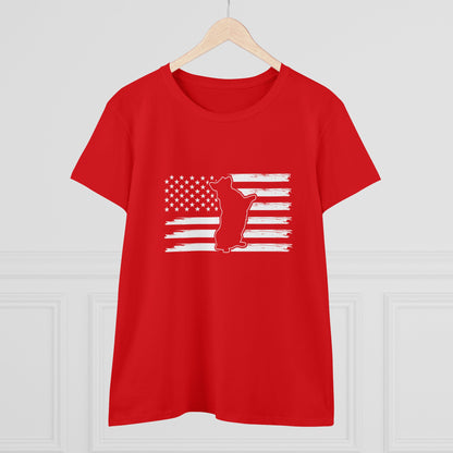 Charlie The American Flag Dog. Women's Midweight Cotton Tee