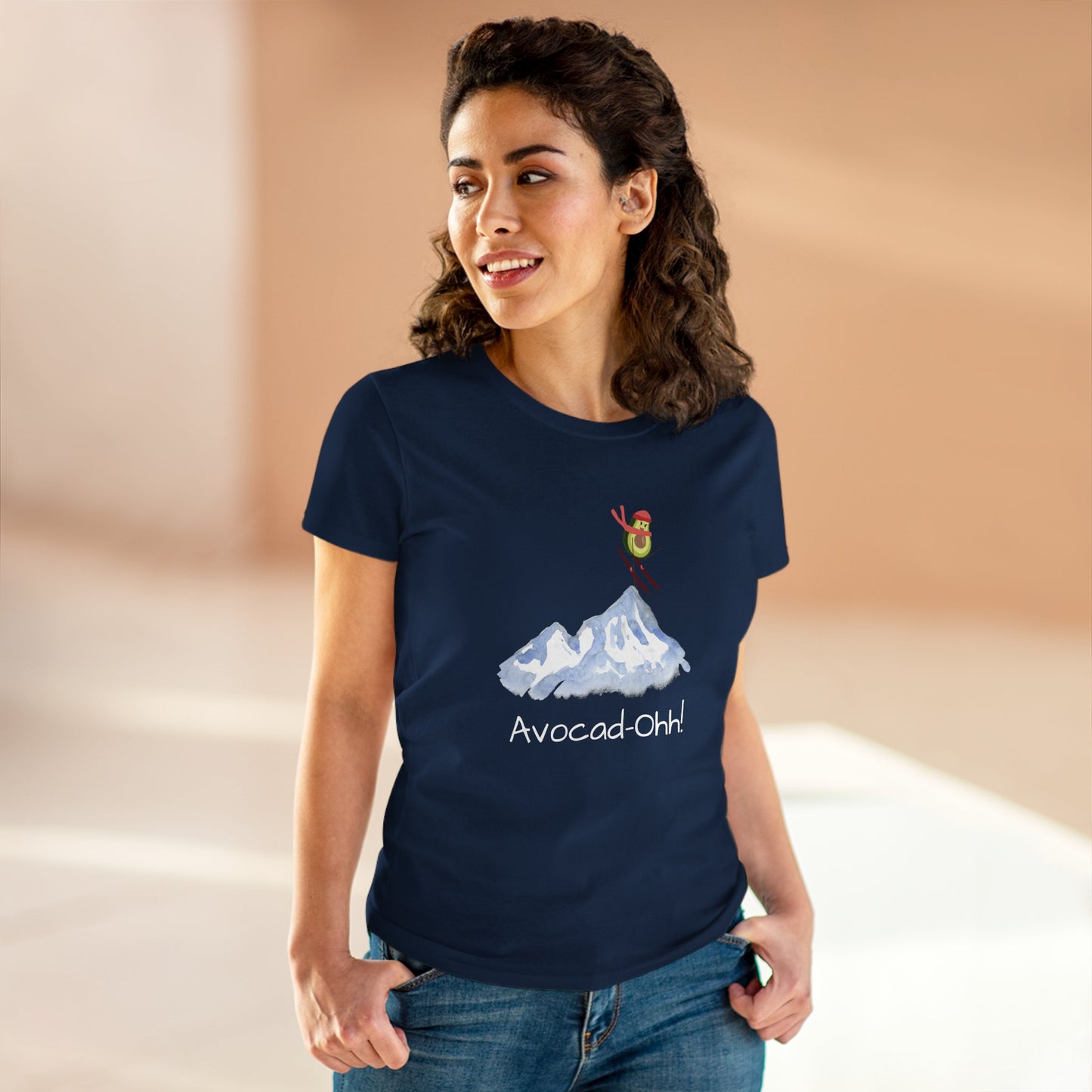 “Avocad‑Ohh” Women’s Avocado Graphic Tee – Midweight Cotton Shirt