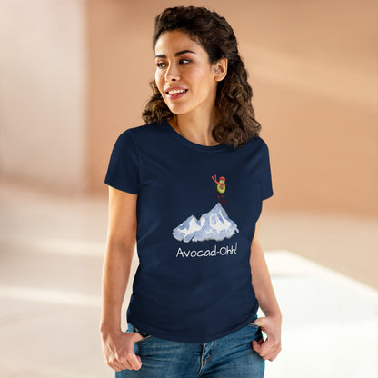 “Avocad‑Ohh” Women’s Avocado Graphic Tee – Midweight Cotton Shirt
