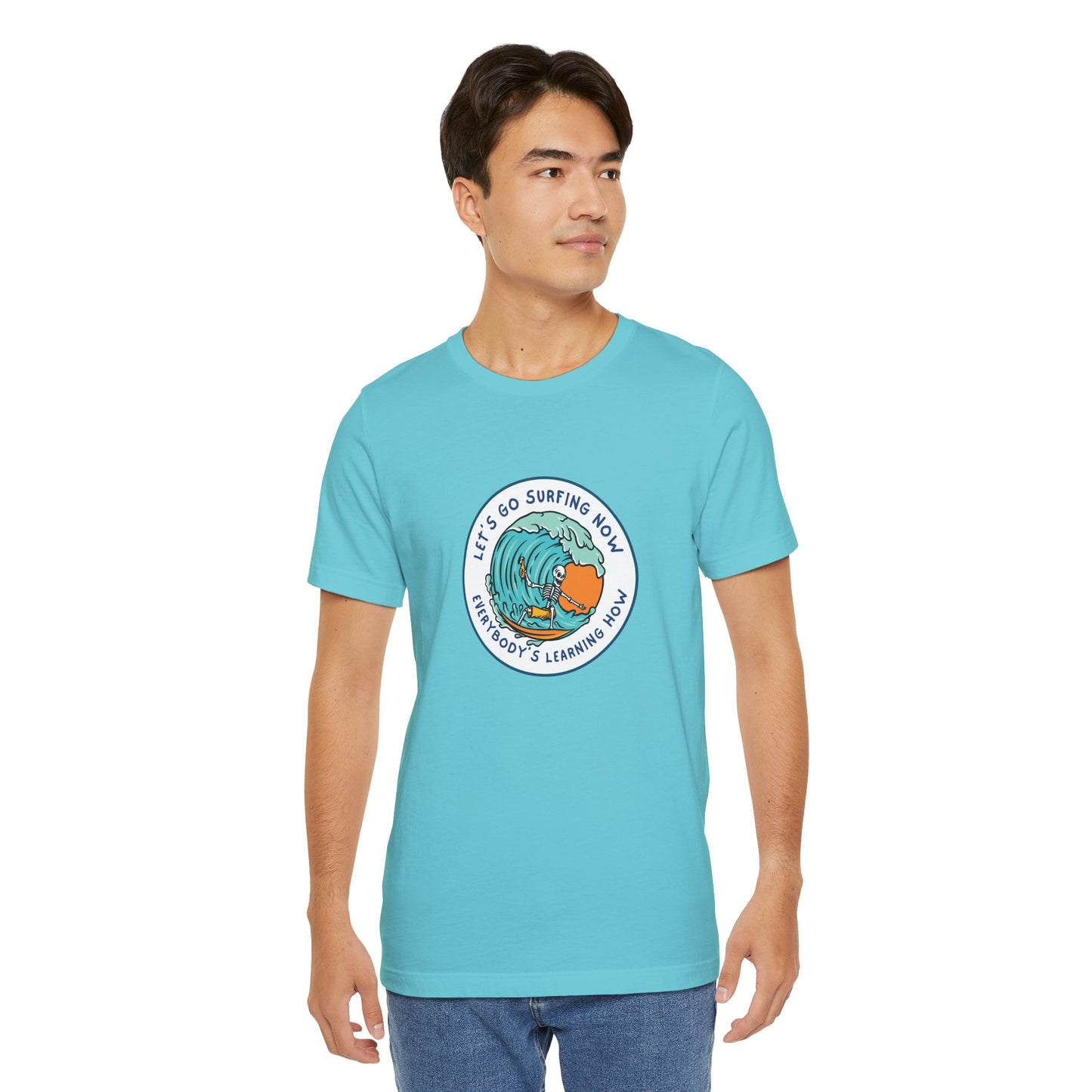 Let's Go Surfing Now. Everybody's Learning How. Unisex Jersey Short Sleeve Tee