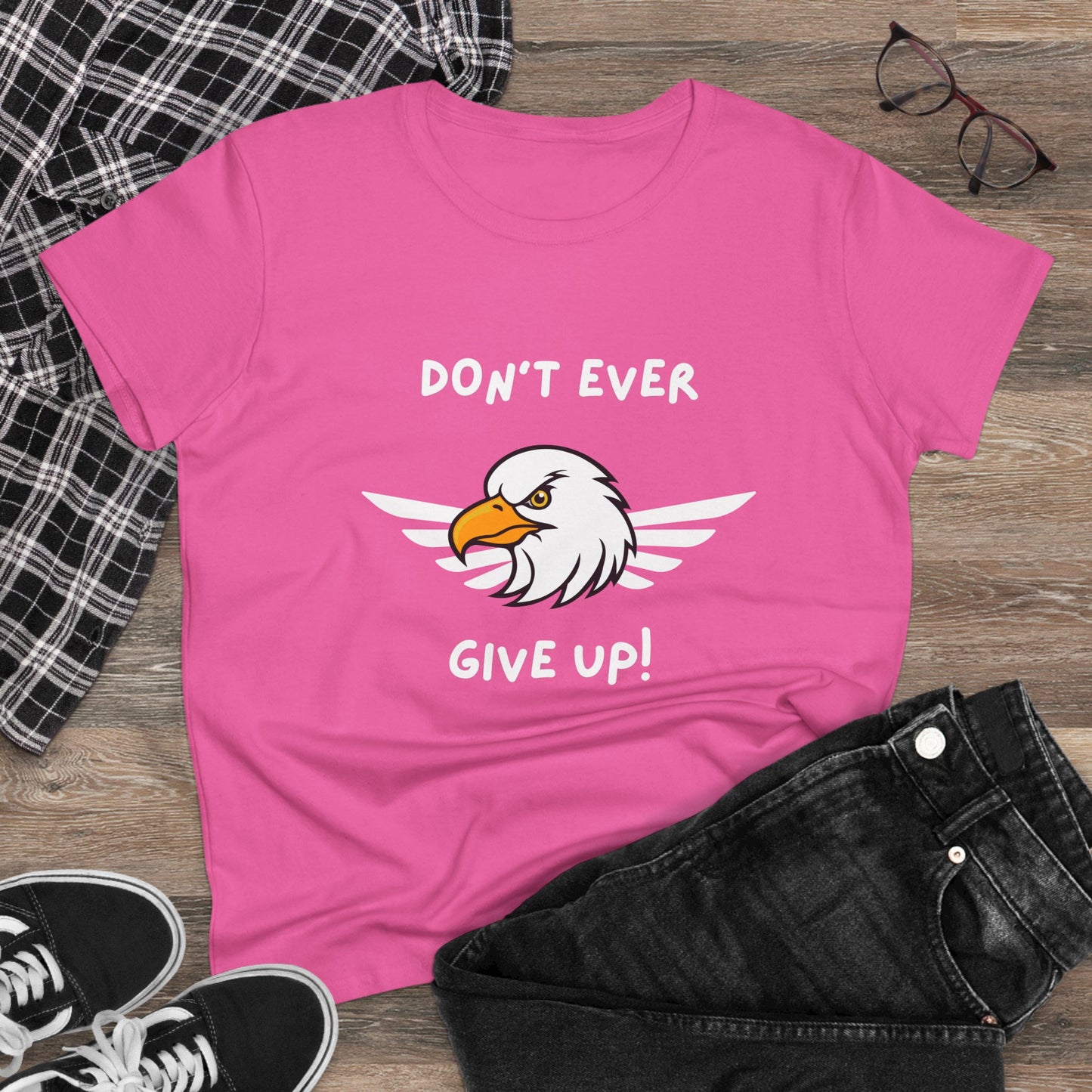 Don't Ever Give Up Eagle! Women's Midweight Cotton Tee