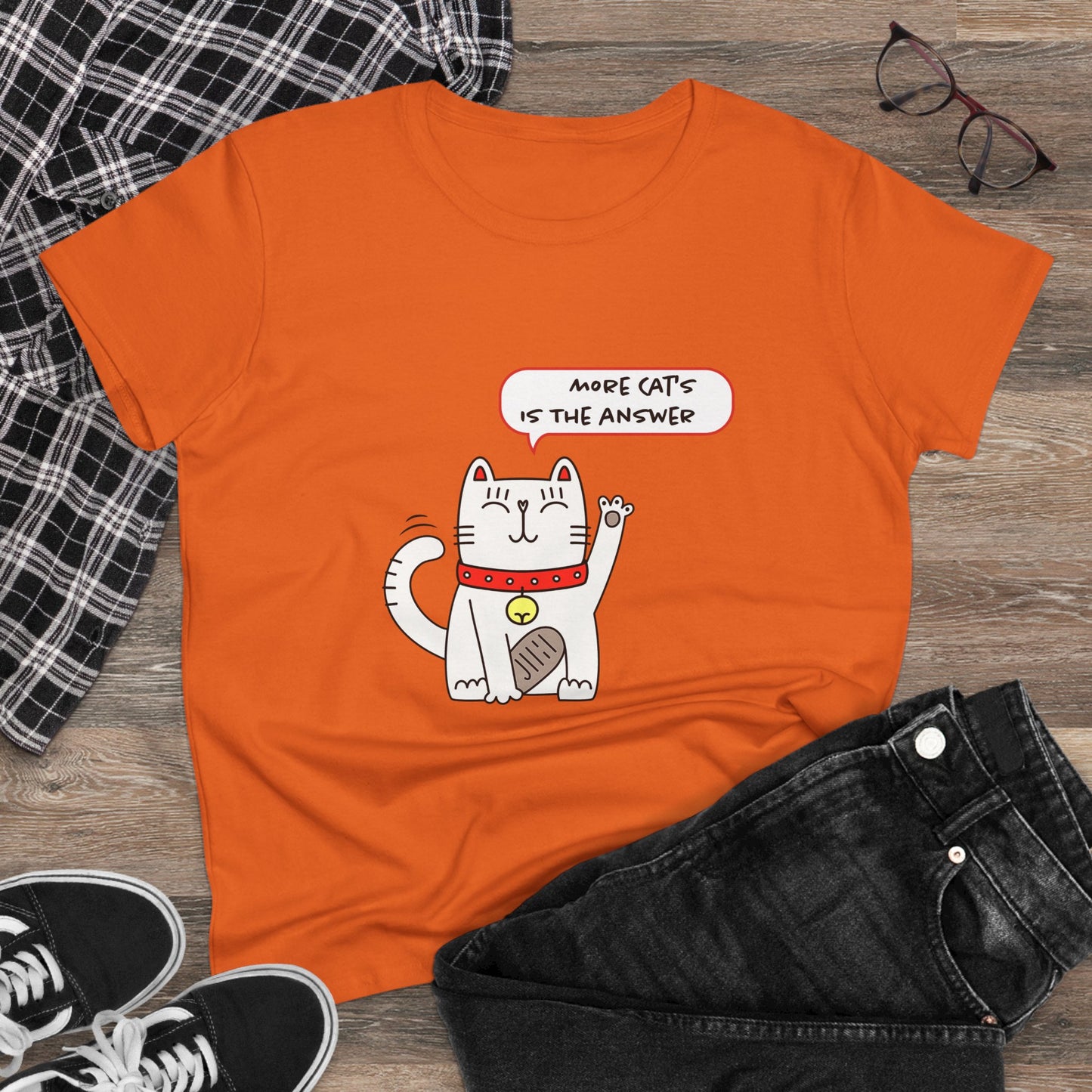 Oliver Says More Cats Is The Answer. Women's Midweight Cotton Tee