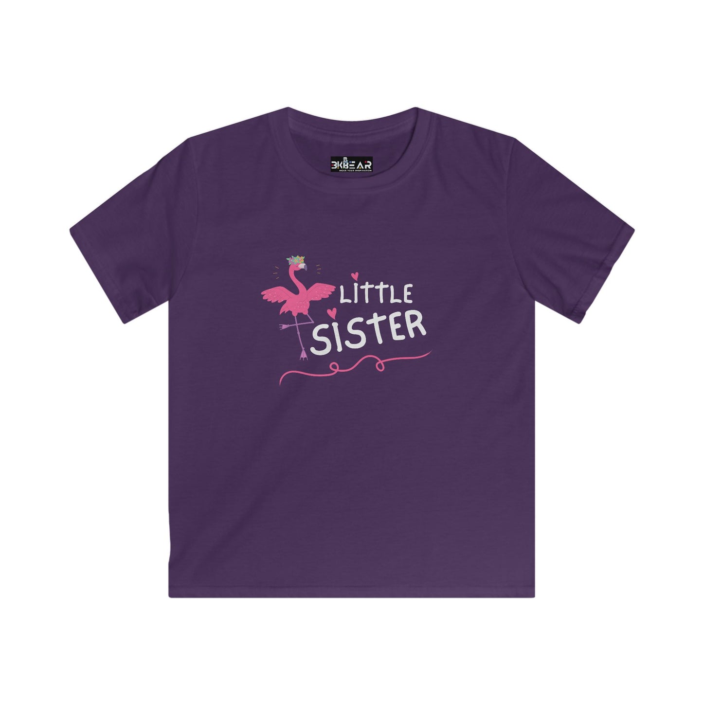 Adorable Little Sister Flamingo. Kids Softstyle Tee