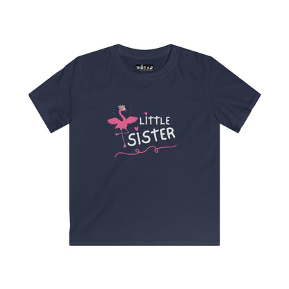 Adorable Little Sister Flamingo. Kids Softstyle Tee