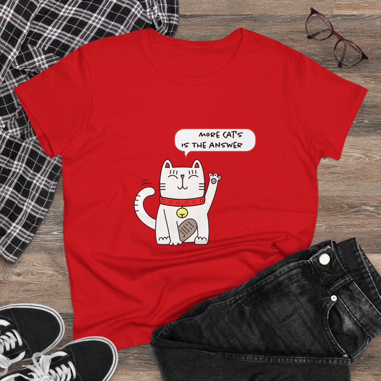 Oliver Says More Cats Is The Answer. Women's Midweight Cotton Tee