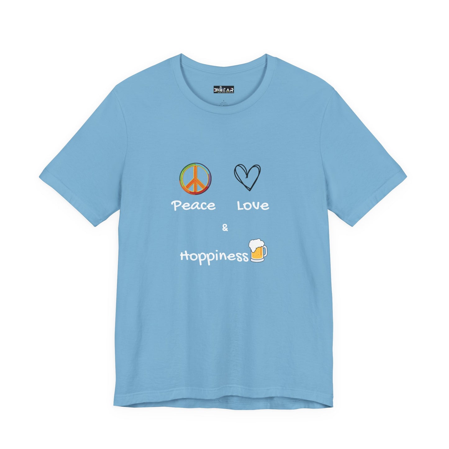 Peace, Love and Hoppiness. Unisex Jersey Short Sleeve Tee