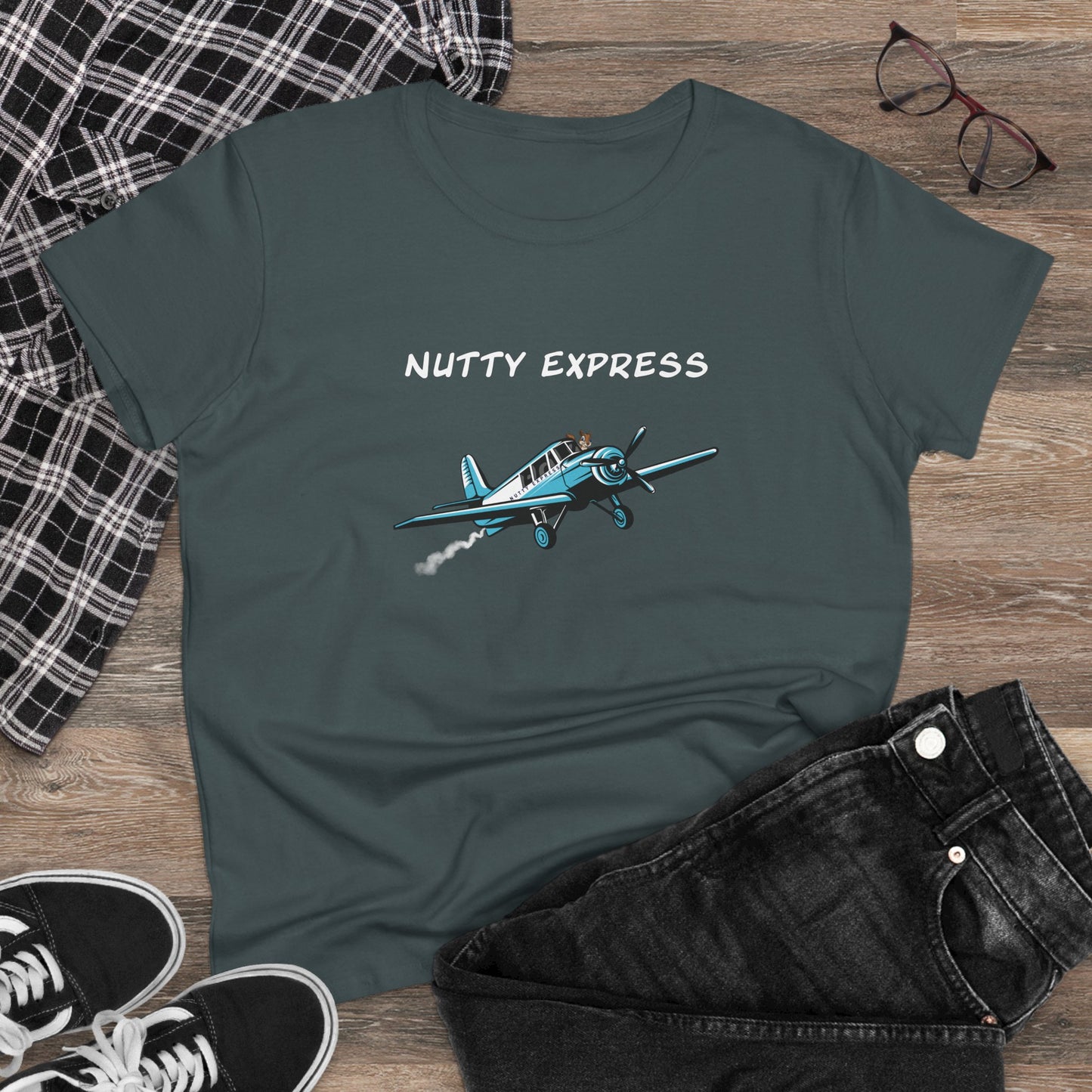 Nutty's Express Delivery. Always On-Time.. Women's Midweight Cotton Tee
