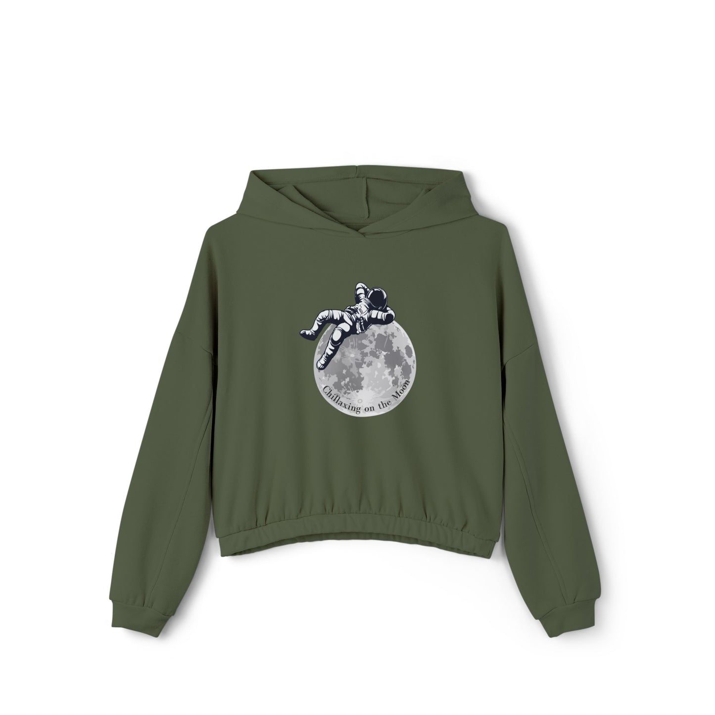 Chillaxing on the Moon. Women's Cinched Bottom Hoodie