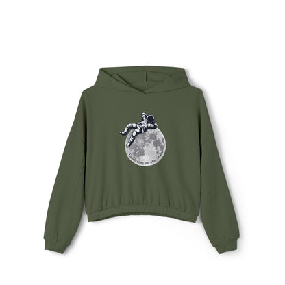 Chillaxing on the Moon. Women's Cinched Bottom Hoodie