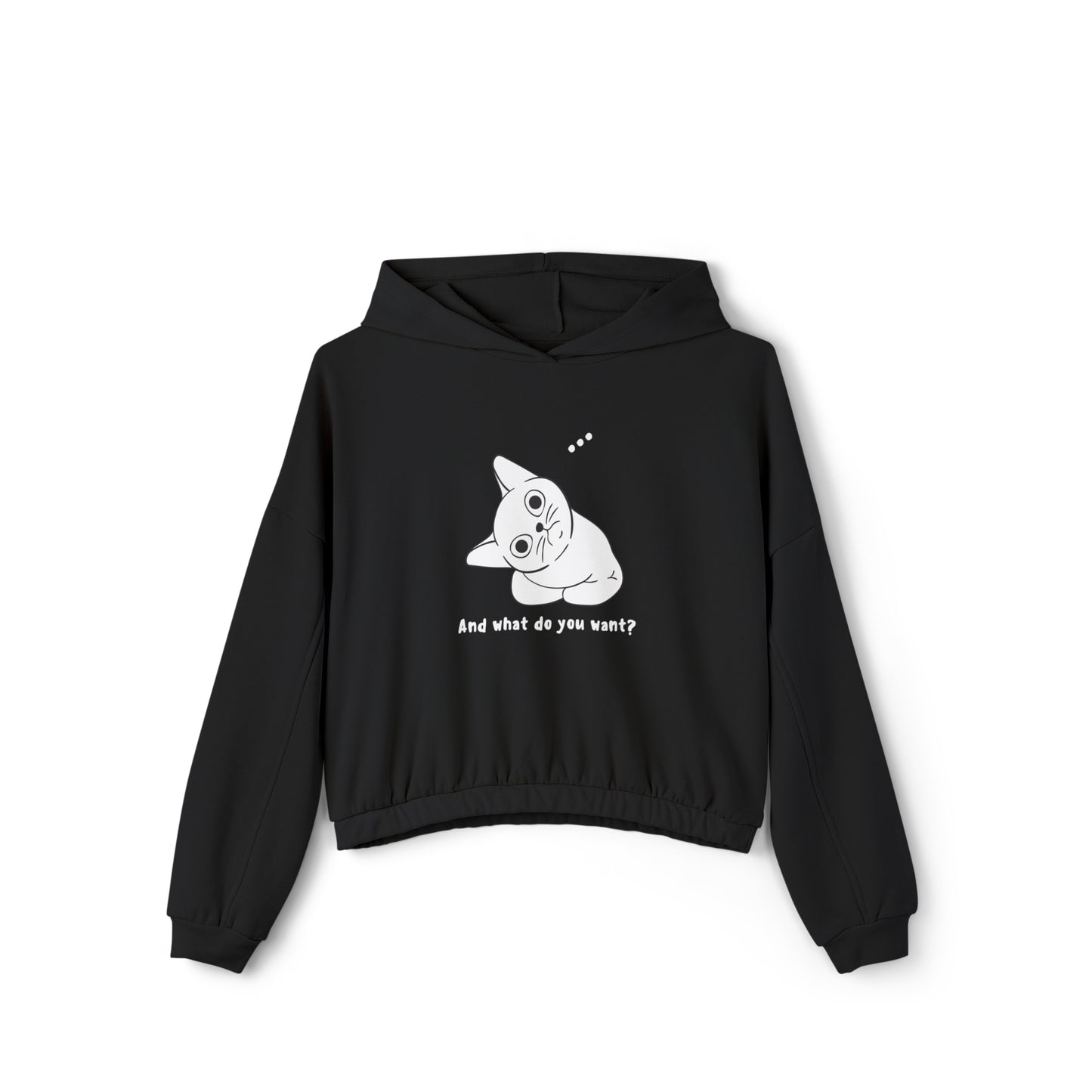 Vexing Cat Wondering What You Want. Women's Cinched Bottom Hoodie