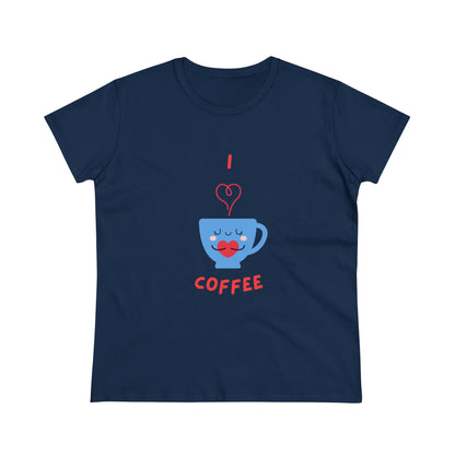 I Love Coffee Heart Cup. Women's Midweight Cotton Tee